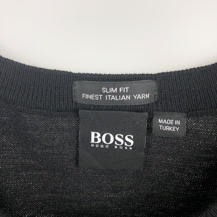 Hugo Boss Slim Fit Finest Italian Yarn Wool Knit Sweater, Men's Size L (approx.) wool black type Vintage Second Hand