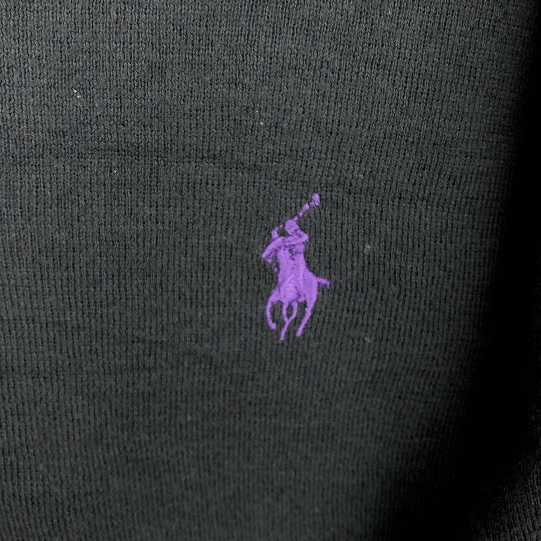 Ralph Lauren POLO by Ralph Lauren V-neck Pima cotton knit sweater, men's size M Pima Cotton black type Vintage Second Hand