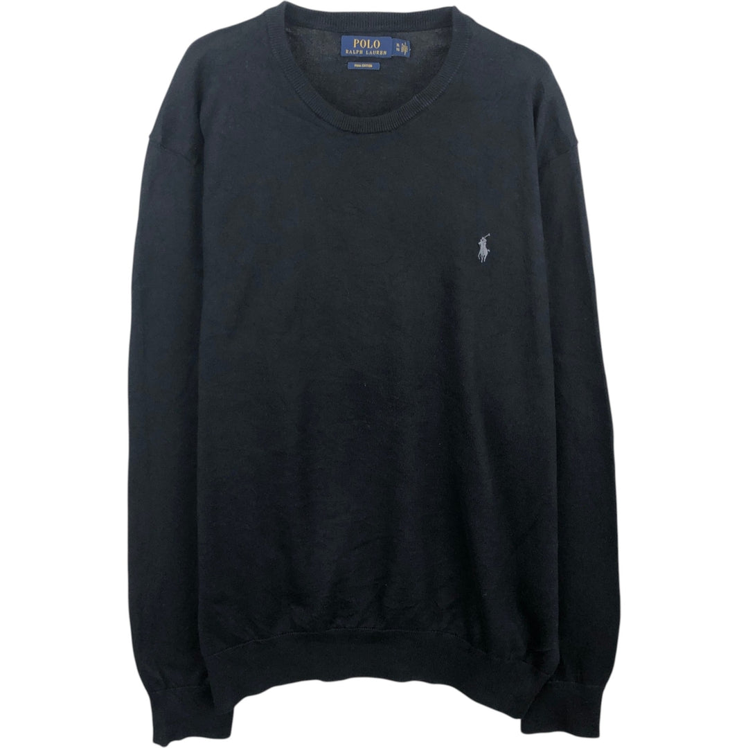 Ralph Lauren POLO RALPH LAUREN Pima Cotton Knit Sweater, Men's Size XL Pima Cotton black type Vintage Second Hand