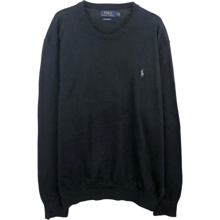 Ralph Lauren POLO RALPH LAUREN Pima Cotton Knit Sweater, Men's Size XL Pima Cotton black type Vintage Second Hand