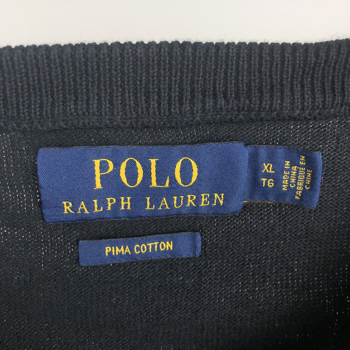 Ralph Lauren POLO RALPH LAUREN Pima Cotton Knit Sweater, Men's Size XL Pima Cotton black type Vintage Second Hand