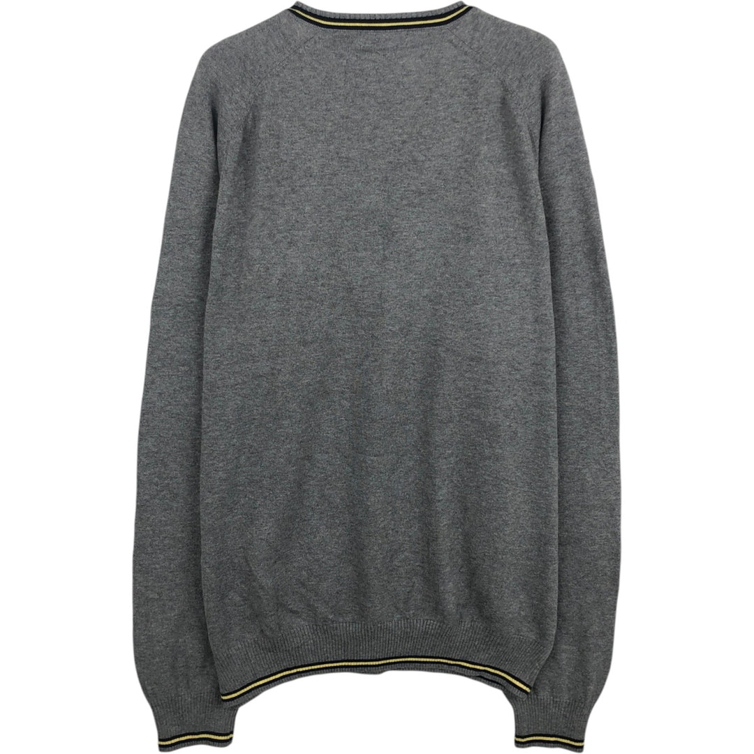 Brooks Brothers 346 V-neck Cotton Knit Sweater, Men's Size XL (approx.) cotton gray type Vintage Second Hand
