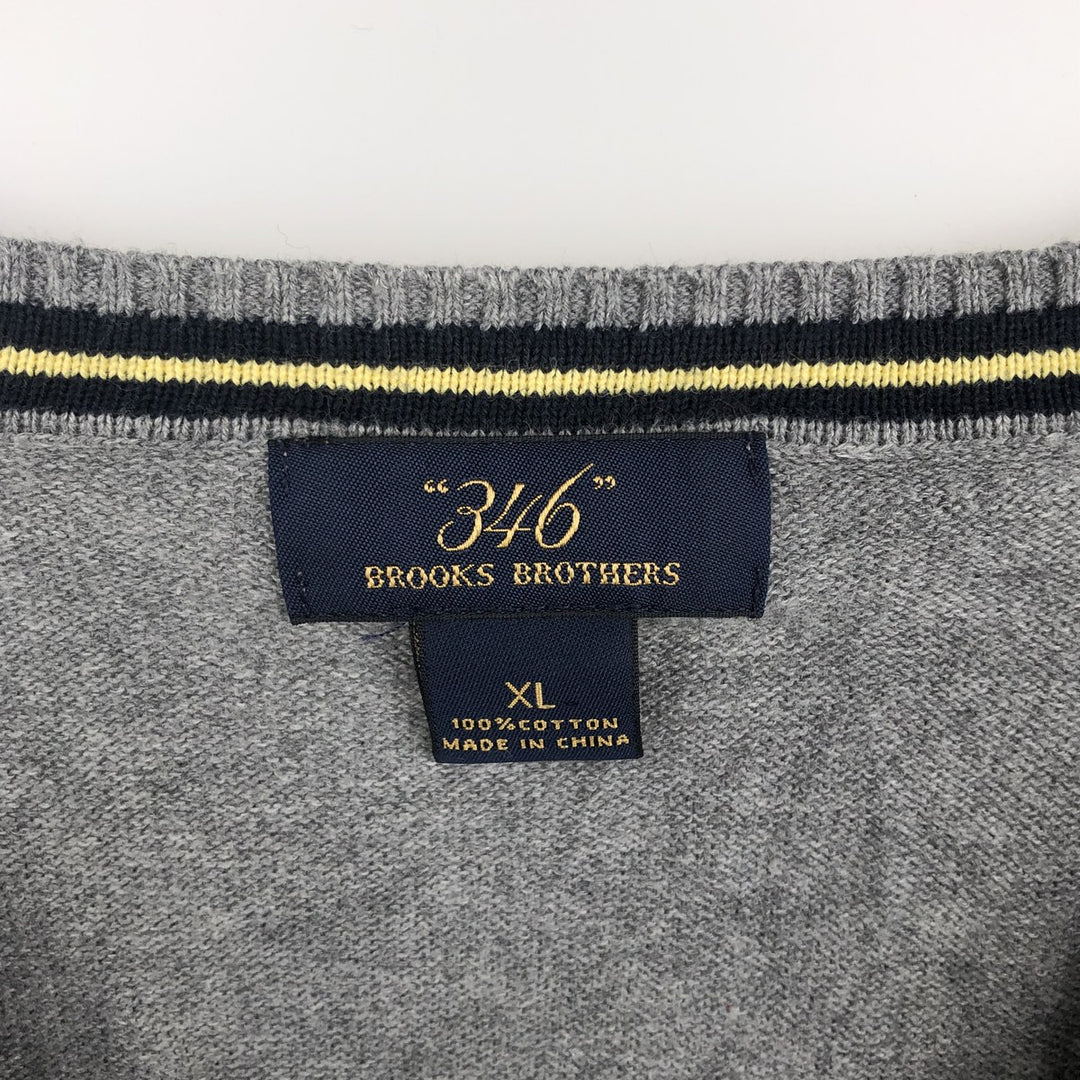 Brooks Brothers 346 V-neck Cotton Knit Sweater, Men's Size XL (approx.) cotton gray type Vintage Second Hand