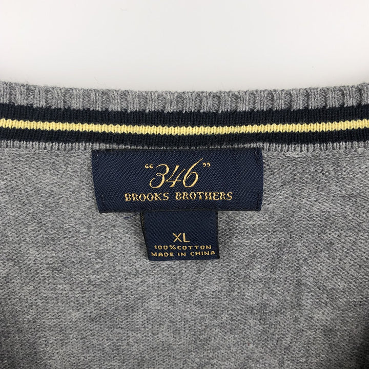 Brooks Brothers 346 V-neck Cotton Knit Sweater, Men's Size XL (approx.) cotton gray type Vintage Second Hand