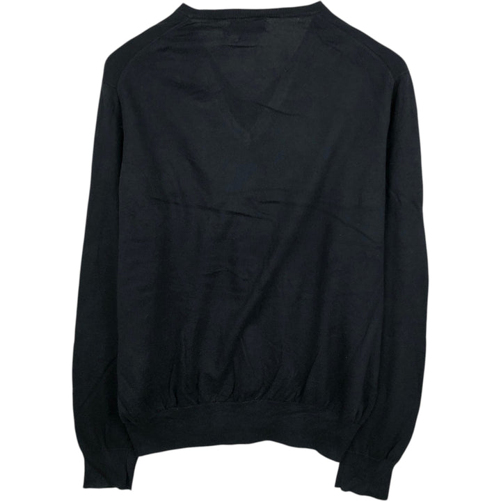 Ralph Lauren POLO RALPH LAUREN V-neck Pima cotton knit sweater, men's size L Pima Cotton black type Vintage Second Hand