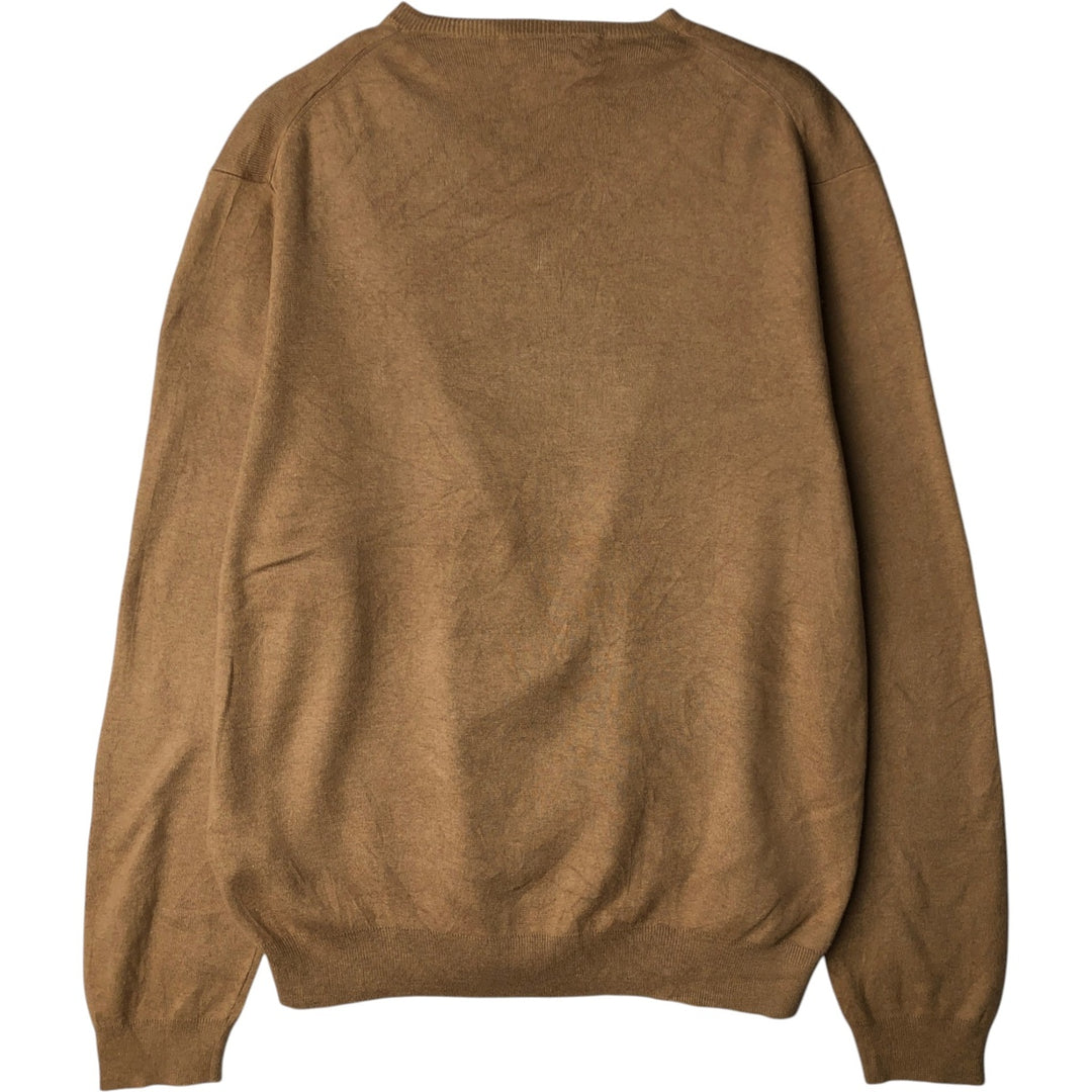 Ralph Lauren POLO by Ralph Lauren V-neck cotton knit sweater, men's size L Pima Cotton brown type Vintage Second Hand