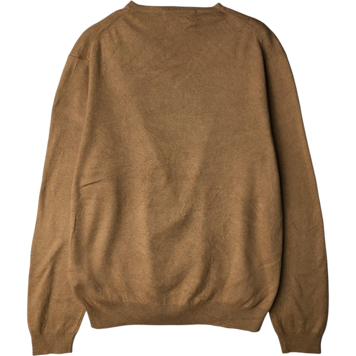 Ralph Lauren POLO by Ralph Lauren V-neck cotton knit sweater, men's size L Pima Cotton brown type Vintage Second Hand