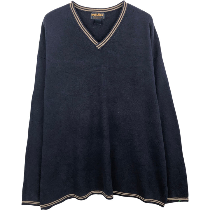 Woolrich V-neck knit sweater, men's size XXL. unclear navy blue type Vintage Second Hand