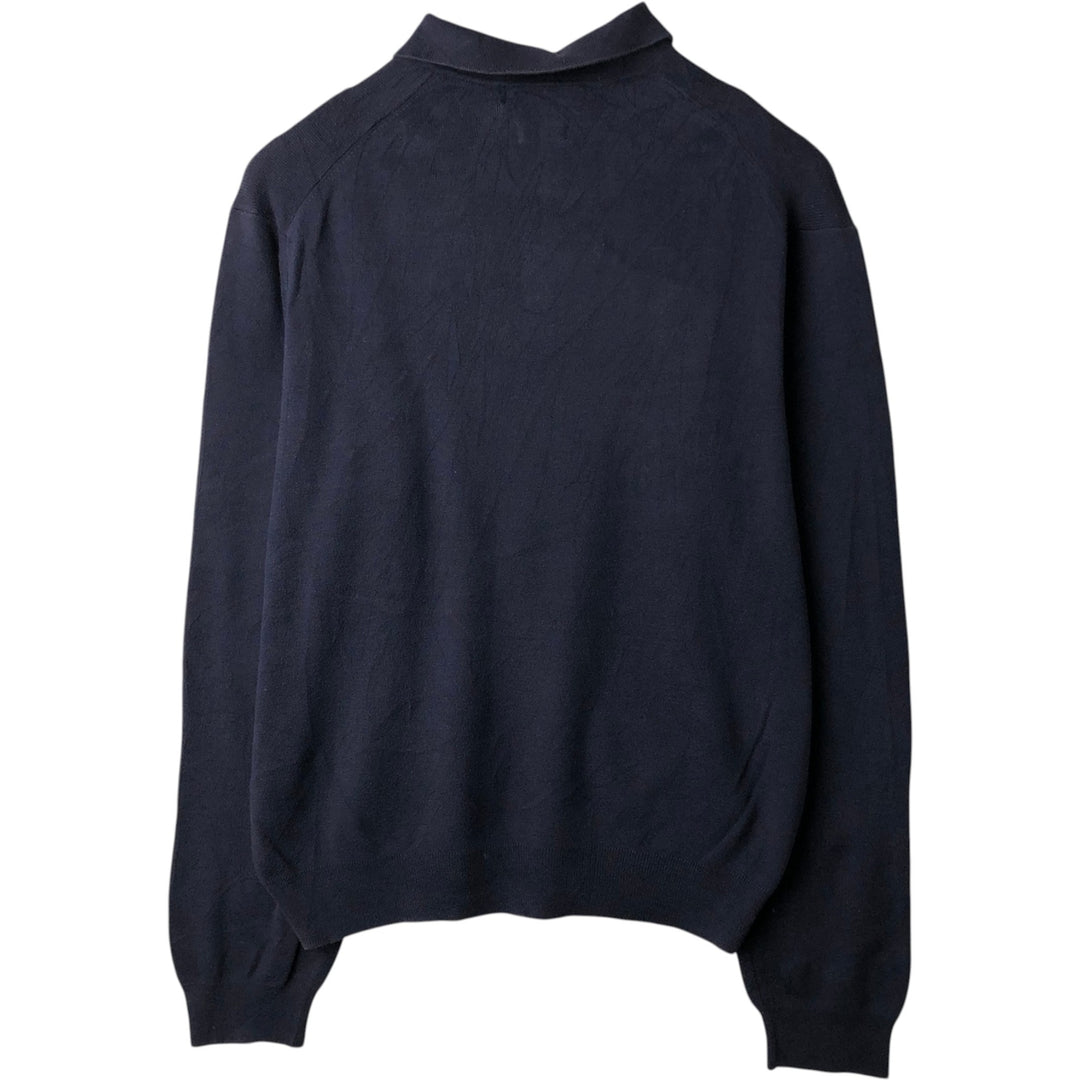 Ralph Lauren POLO by Ralph Lauren Cotton Knit Half-Button Sweater, Men's Size XL (approx.) Pima Cotton navy blue type Vintage Second Hand