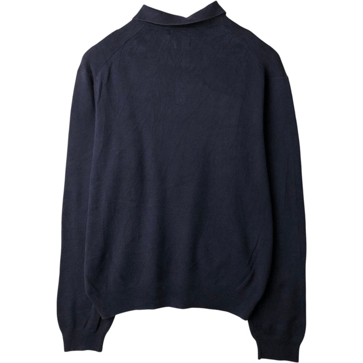 Ralph Lauren POLO by Ralph Lauren Cotton Knit Half-Button Sweater, Men's Size XL (approx.) Pima Cotton navy blue type Vintage Second Hand