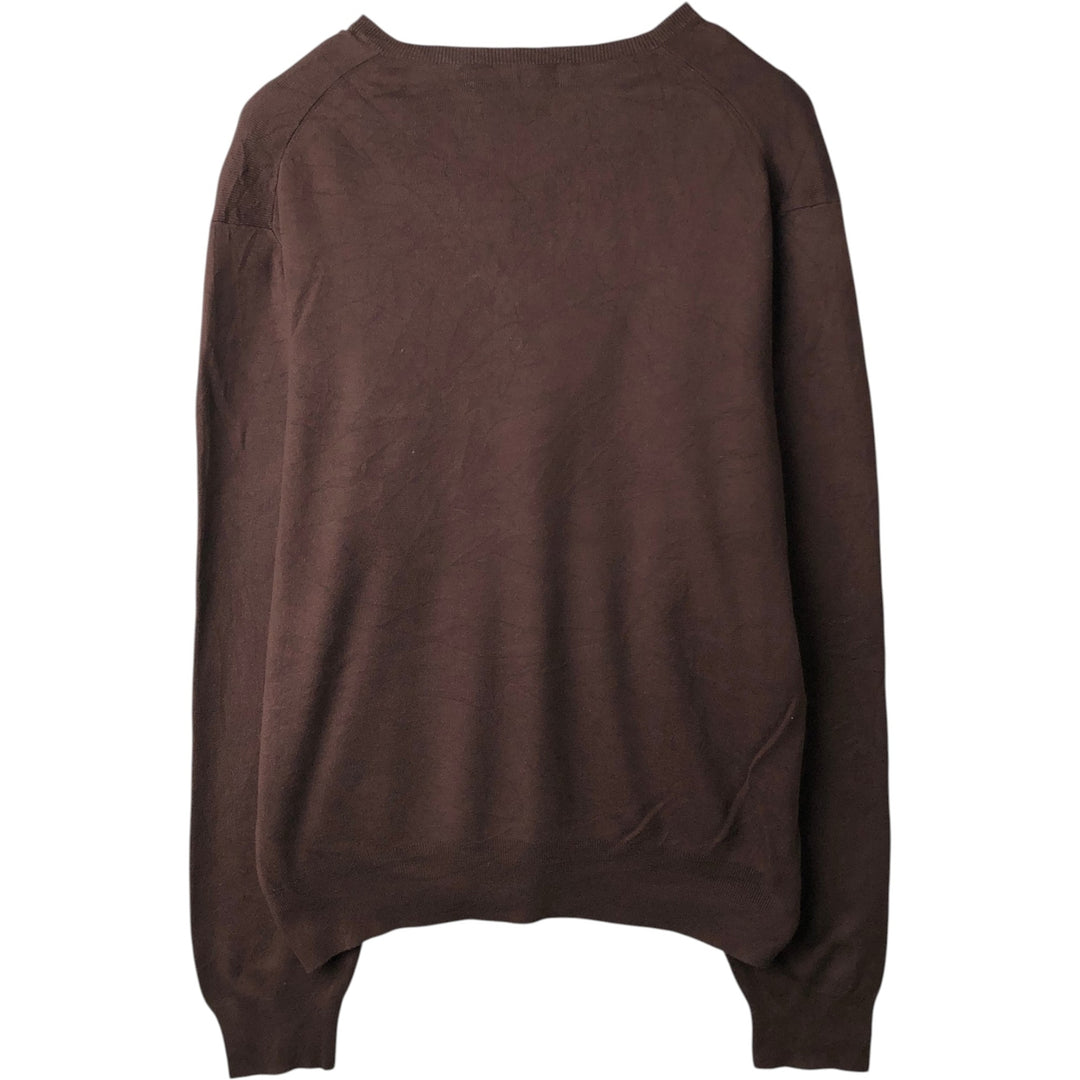 Ralph Lauren POLO by Ralph Lauren V-neck Pima cotton knit sweater, men's size XXL Pima Cotton brown type Vintage Second Hand