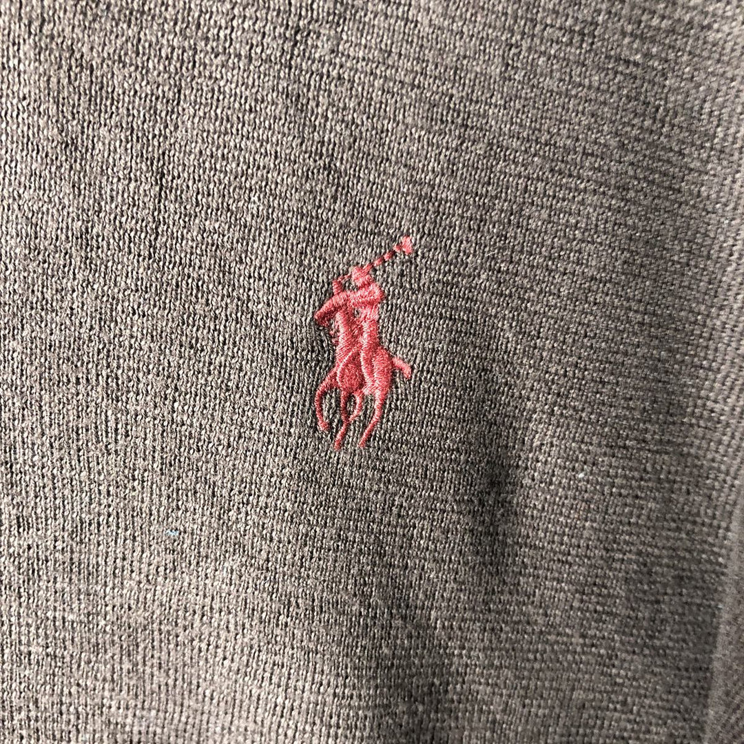Ralph Lauren POLO by Ralph Lauren V-neck Pima cotton knit sweater, men's size XXL Pima Cotton brown type Vintage Second Hand