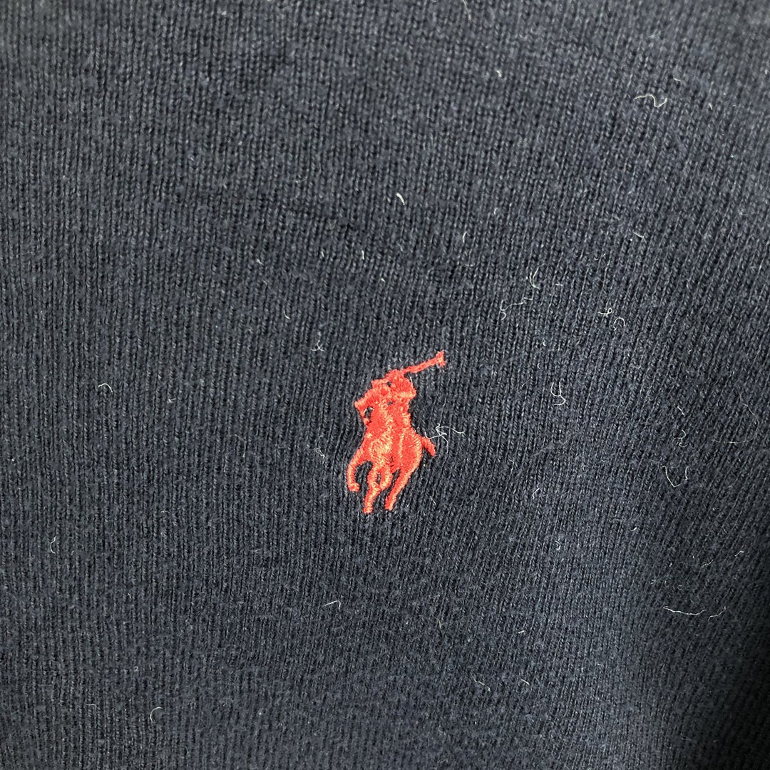 Ralph Lauren POLO by Ralph Lauren V-neck Pima cotton knit sweater, men's size XL Pima Cotton navy blue type Vintage Second Hand