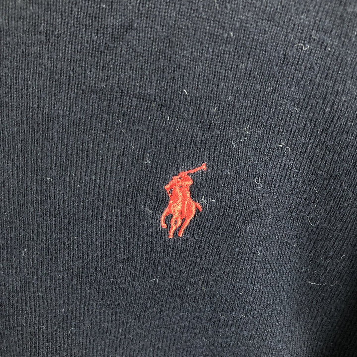 Ralph Lauren POLO by Ralph Lauren V-neck Pima cotton knit sweater, men's size XL Pima Cotton navy blue type Vintage Second Hand