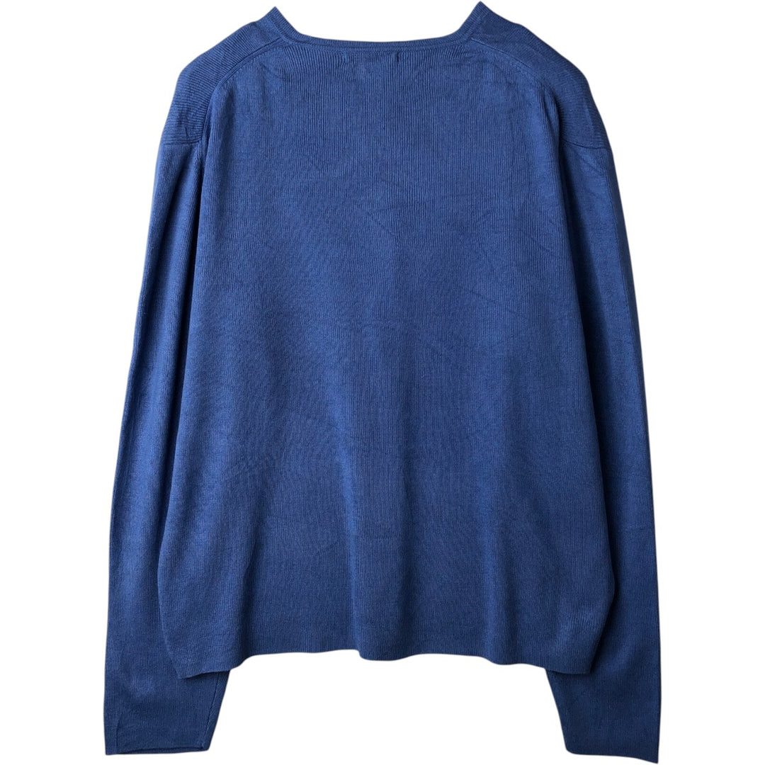 Banana Republic Rib-Knit Cashmere Blend V-Neck Silk Knit Sweater, Men's Size XL (approx.) silk blue type Vintage Second Hand