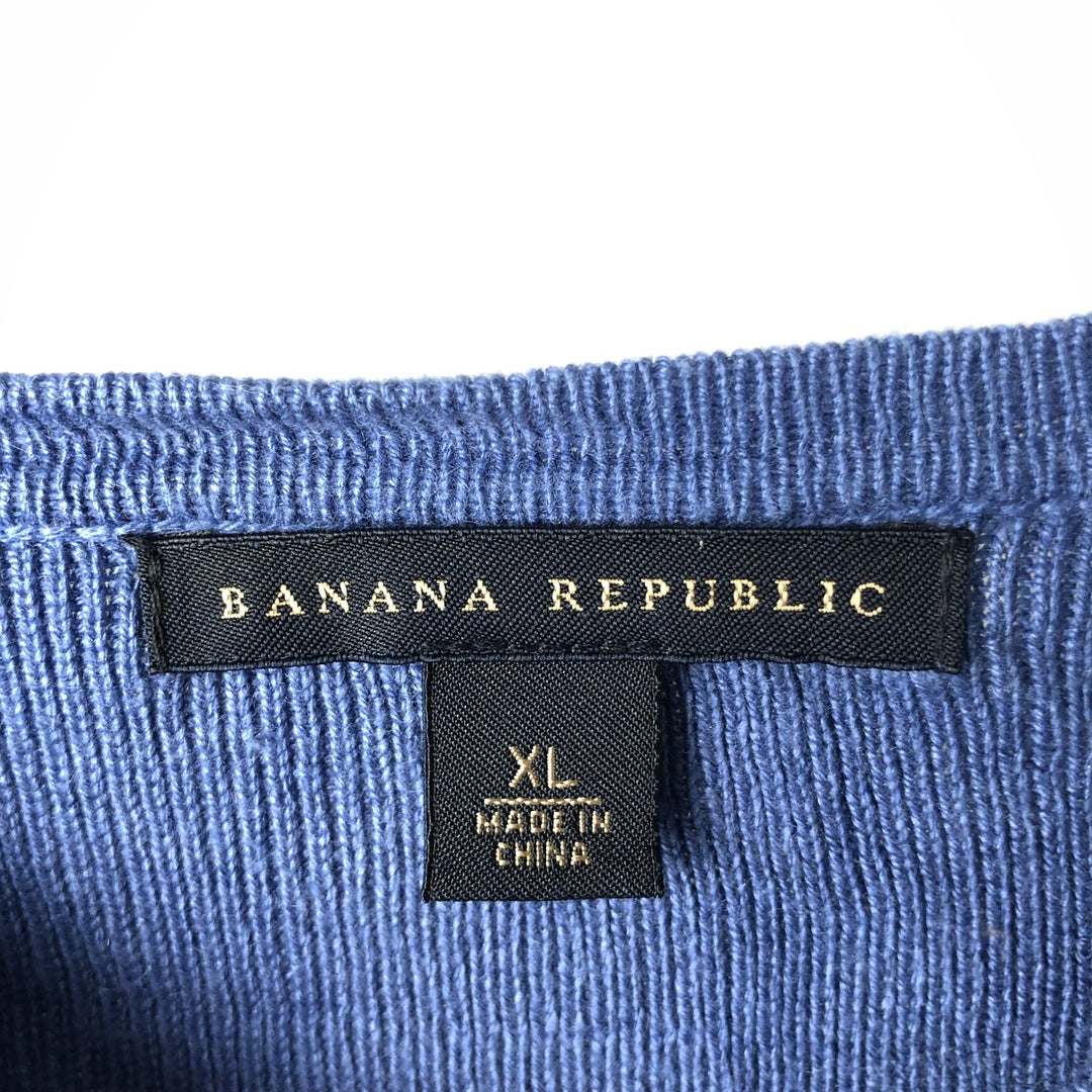 Banana Republic Rib-Knit Cashmere Blend V-Neck Silk Knit Sweater, Men's Size XL (approx.) silk blue type Vintage Second Hand