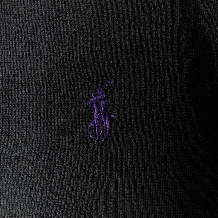 Ralph Lauren POLO by Ralph Lauren V-neck cotton knit sweater, men's XL size Pima Cotton navy blue type Vintage Second Hand