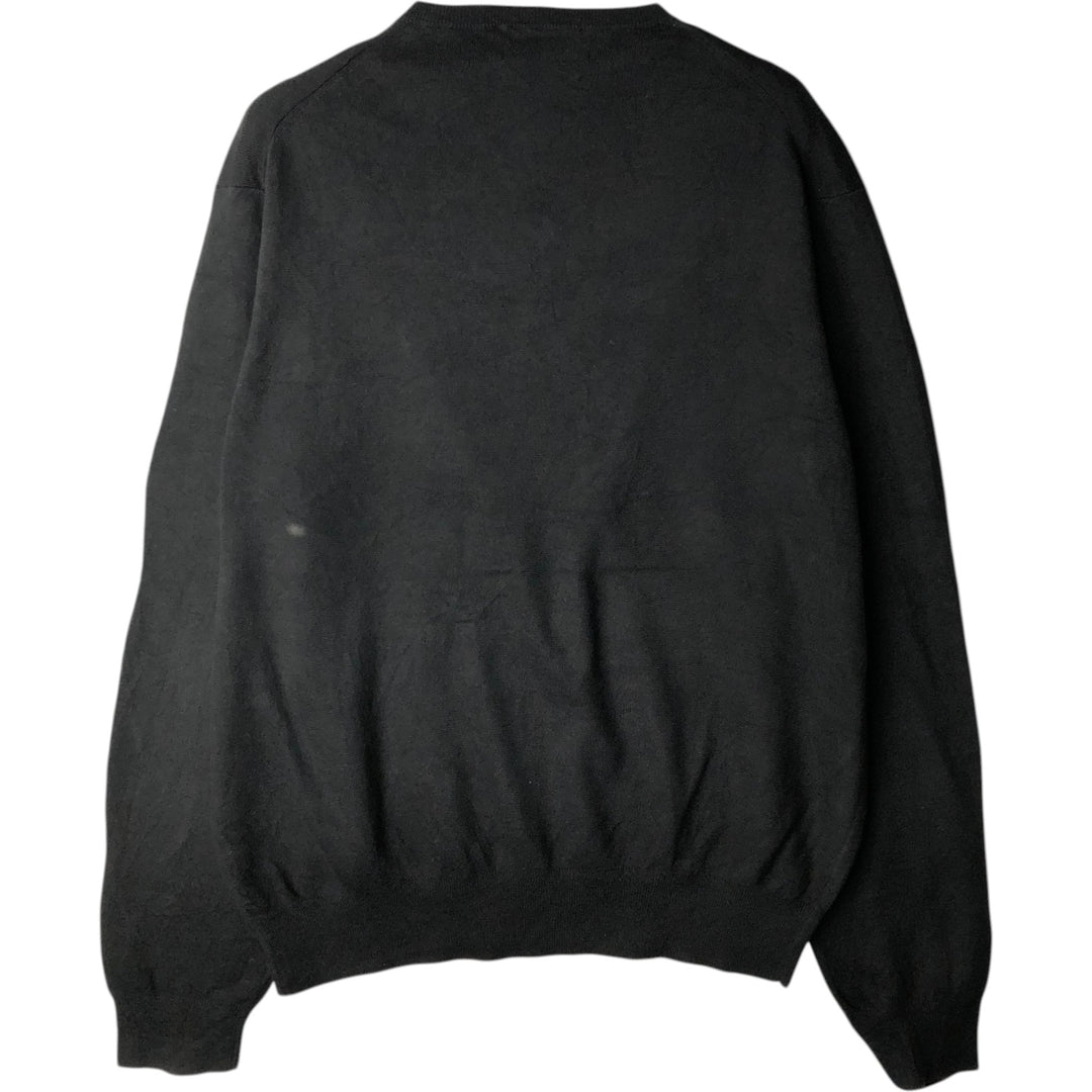 Ralph Lauren POLO by Ralph Lauren V-neck cotton knit sweater, men's size L Pima Cotton black type Vintage Second Hand