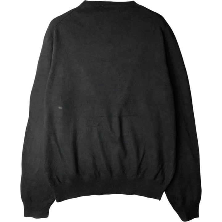 Ralph Lauren POLO by Ralph Lauren V-neck cotton knit sweater, men's size L Pima Cotton black type Vintage Second Hand