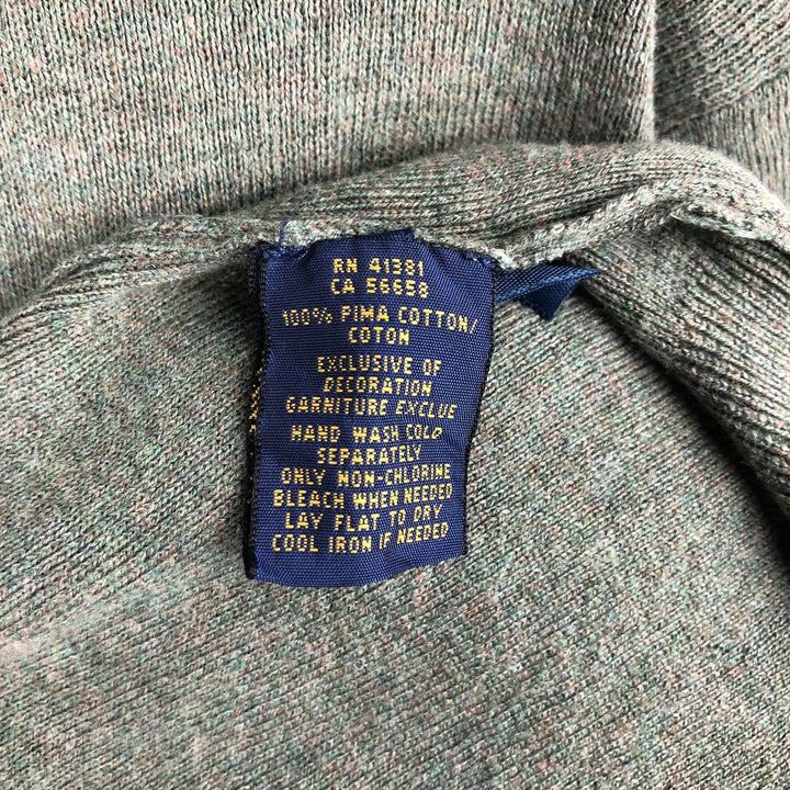 Ralph Lauren POLO RALPH LAUREN V-neck Pima cotton knit sweater, men's size L Pima Cotton Khaki type sage green Vintage Second Hand