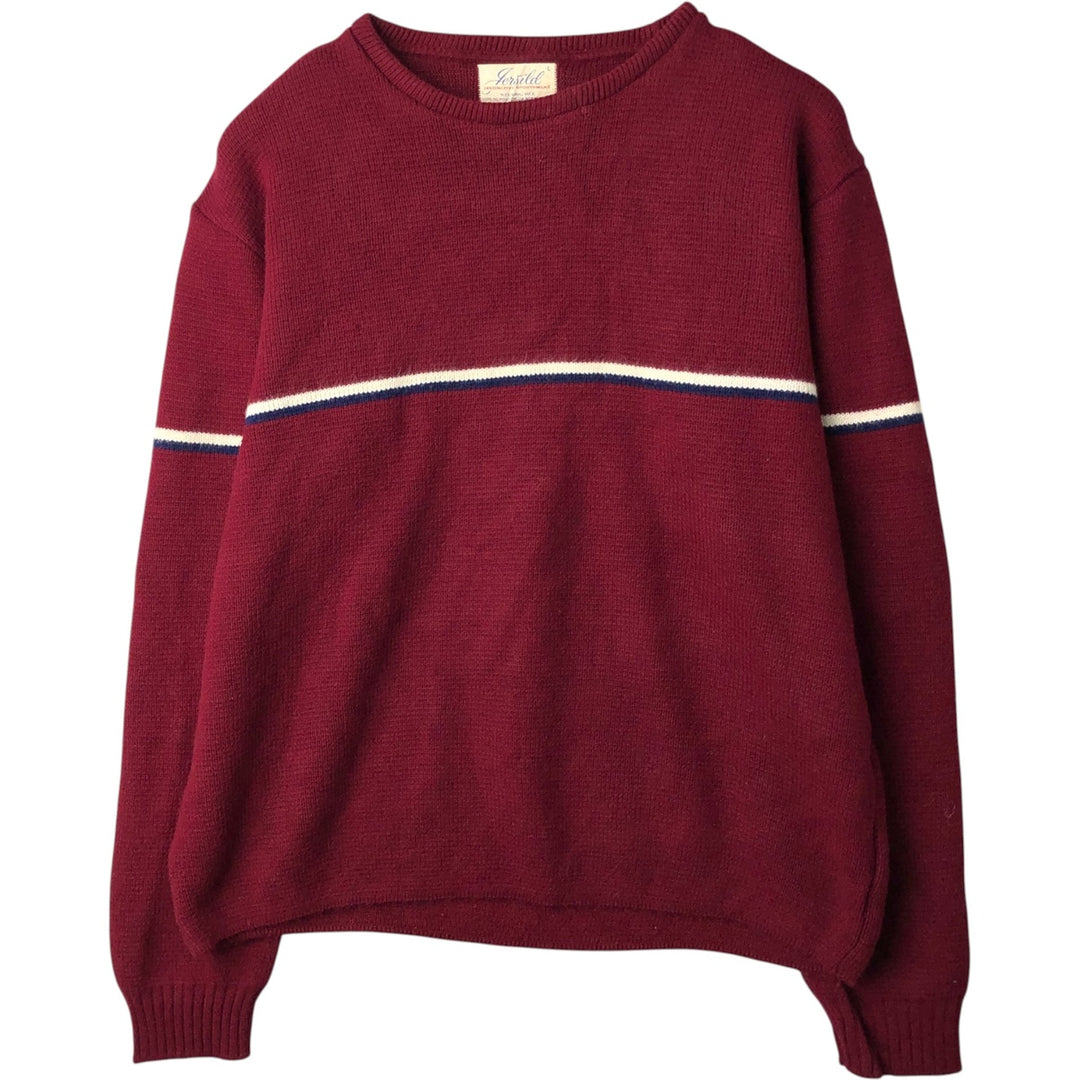 1960'S Jersild DISTINCTIVE SPORTSWEAR Acrylic Knit Sweater, Men's Size L (approx.), Vintage Oron Acrylic wine-red Vintage Second Hand