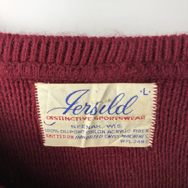 1960'S Jersild DISTINCTIVE SPORTSWEAR Acrylic Knit Sweater, Men's Size L (approx.), Vintage Oron Acrylic wine-red Vintage Second Hand