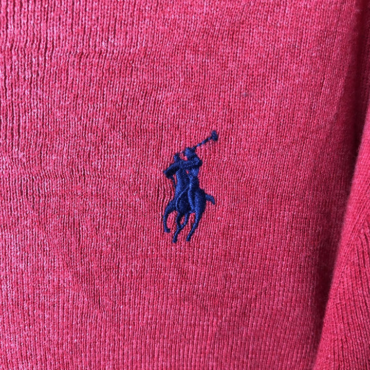 Ralph Lauren POLO by Ralph Lauren V-neck Pima cotton knit sweater, men's size L Pima Cotton red type Vintage Second Hand