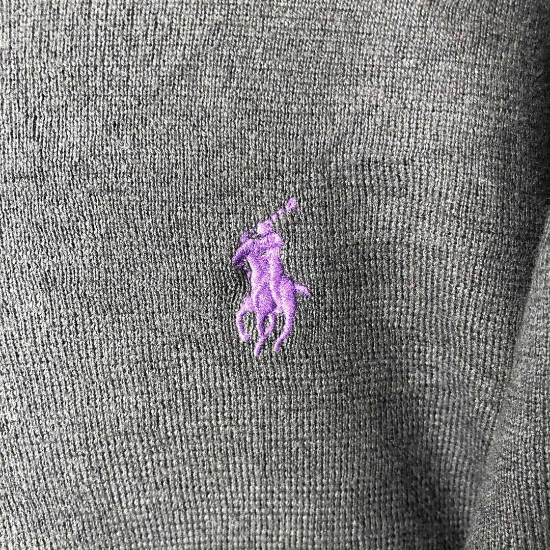 Ralph Lauren POLO by Ralph Lauren V-neck Pima cotton knit sweater, men's size XL Pima Cotton Charcoal Vintage Second Hand