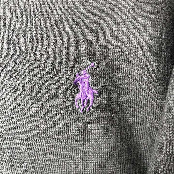 Ralph Lauren POLO by Ralph Lauren V-neck Pima cotton knit sweater, men's size XL Pima Cotton Charcoal Vintage Second Hand
