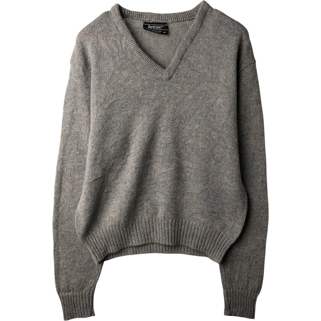 1980'S Jantzen V-neck cotton knit sweater, made in USA, men's size M equivalent, vintage. unclear gray type Vintage Second Hand