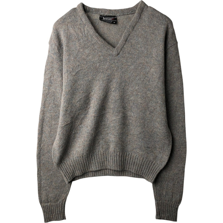 1980'S Jantzen V-neck cotton knit sweater, made in USA, men's size M equivalent, vintage. unclear gray type Vintage Second Hand