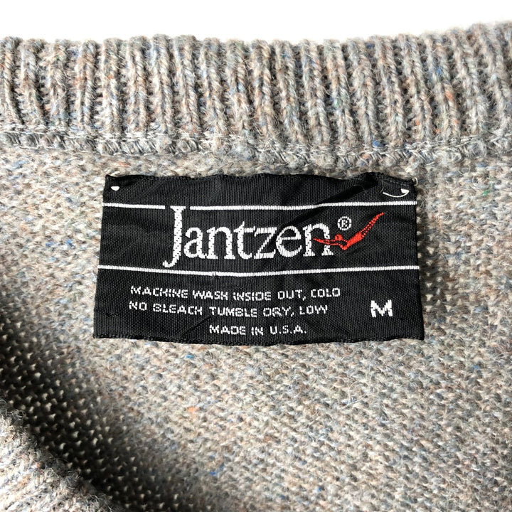 1980'S Jantzen V-neck cotton knit sweater, made in USA, men's size M equivalent, vintage. unclear gray type Vintage Second Hand