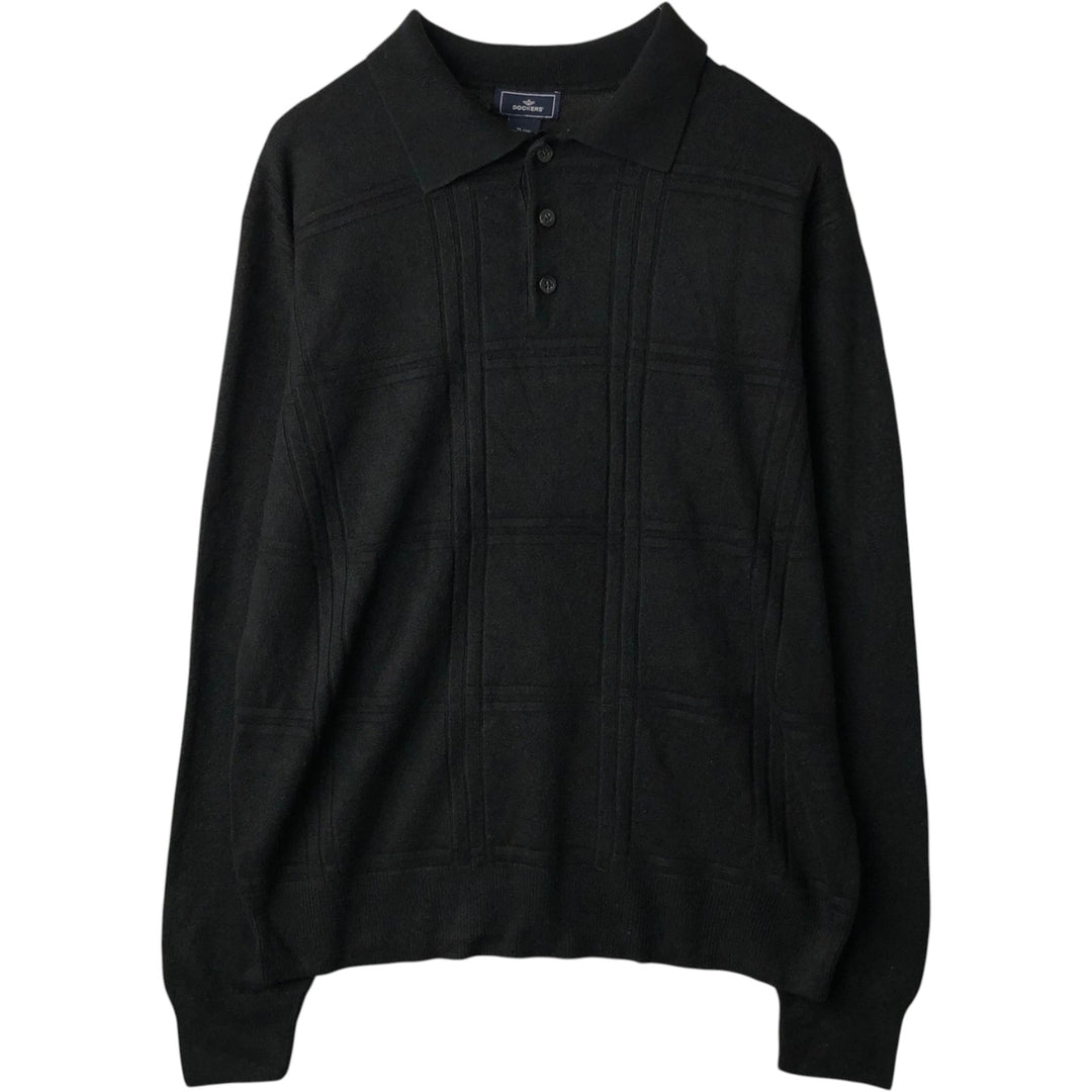 Dockers Check Pattern Acrylic Polo Knit Sweater, Men's Size XL (approx.) acrylic black type Vintage Second Hand