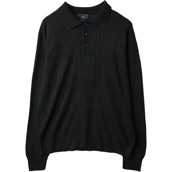 Dockers Check Pattern Acrylic Polo Knit Sweater, Men's Size XL (approx.) acrylic black type Vintage Second Hand