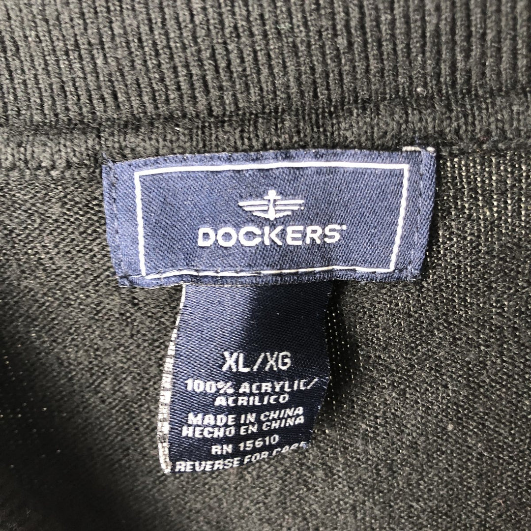 Dockers Check Pattern Acrylic Polo Knit Sweater, Men's Size XL (approx.) acrylic black type Vintage Second Hand
