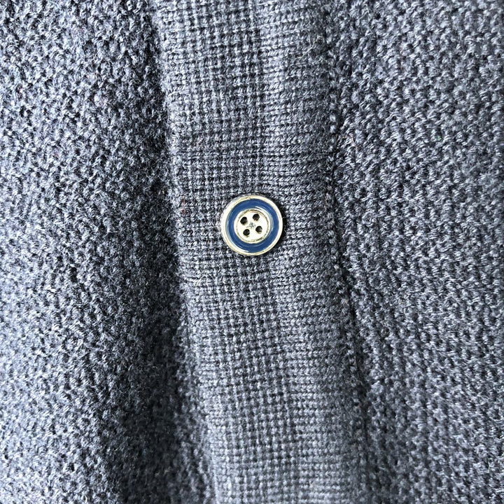 HATEM SAYKI Cable Knit Polo Sweater, Men's Size L (approx.) cotton navy blue type Vintage Second Hand