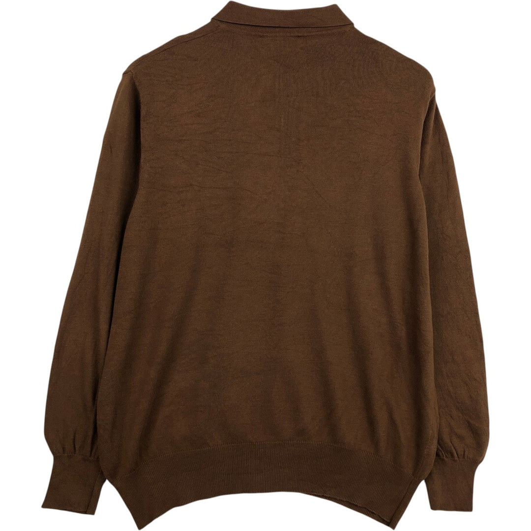 Mondo di Marco Half-Button Cotton Knit Sweater, Made in Italy, Men's Size L (approx.) cotton brown type Vintage Second Hand
