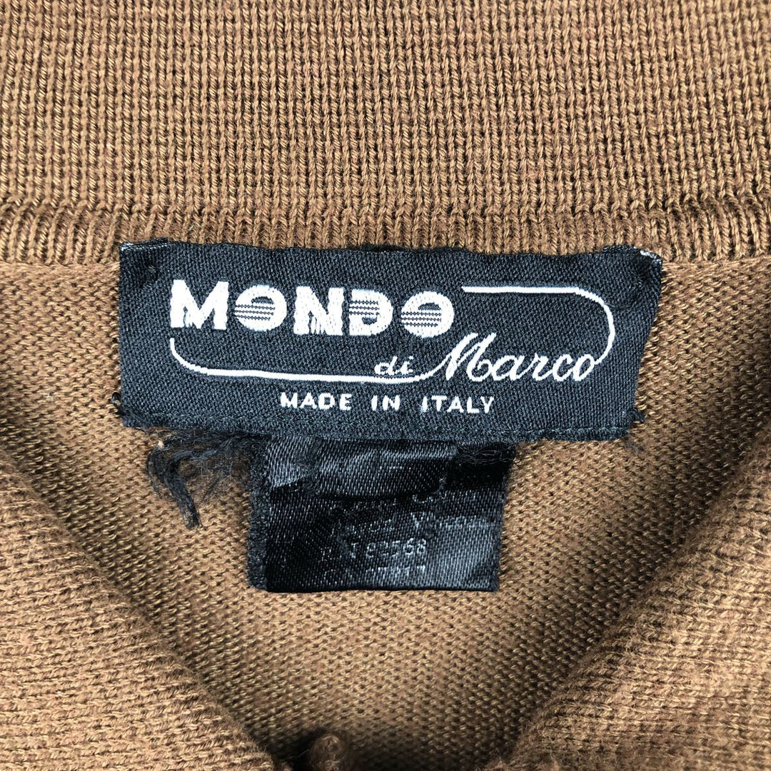 Mondo di Marco Half-Button Cotton Knit Sweater, Made in Italy, Men's Size L (approx.) cotton brown type Vintage Second Hand