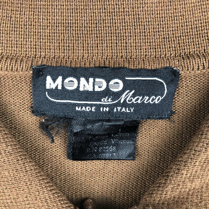 Mondo di Marco Half-Button Cotton Knit Sweater, Made in Italy, Men's Size L (approx.) cotton brown type Vintage Second Hand