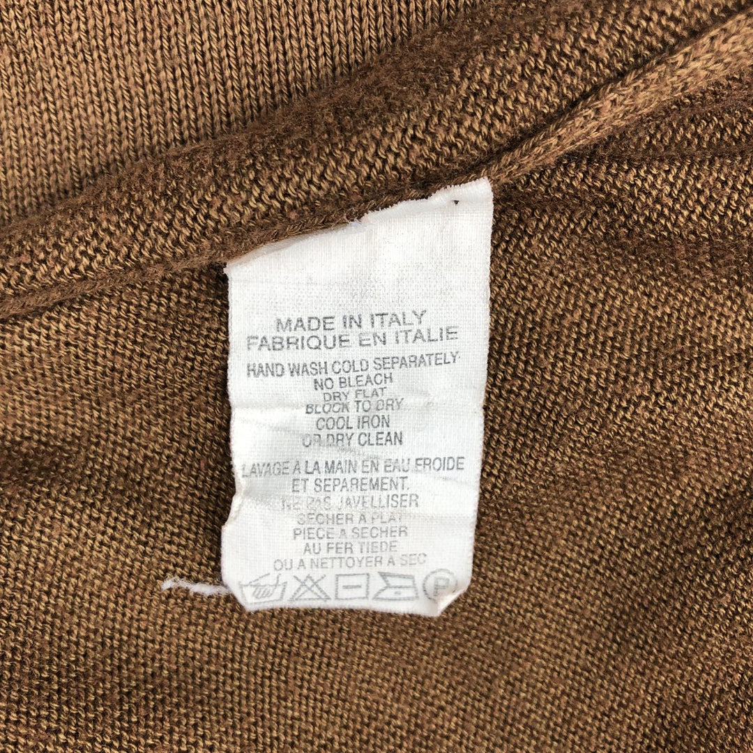 Mondo di Marco Half-Button Cotton Knit Sweater, Made in Italy, Men's Size L (approx.) cotton brown type Vintage Second Hand