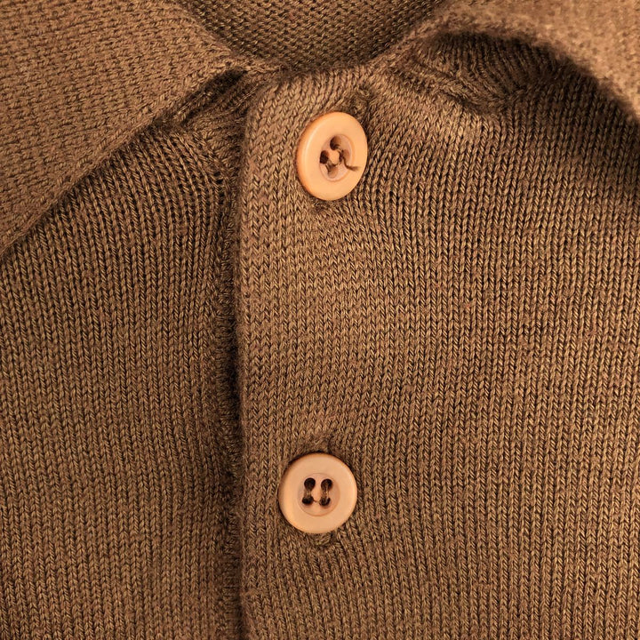 Mondo di Marco Half-Button Cotton Knit Sweater, Made in Italy, Men's Size L (approx.) cotton brown type Vintage Second Hand