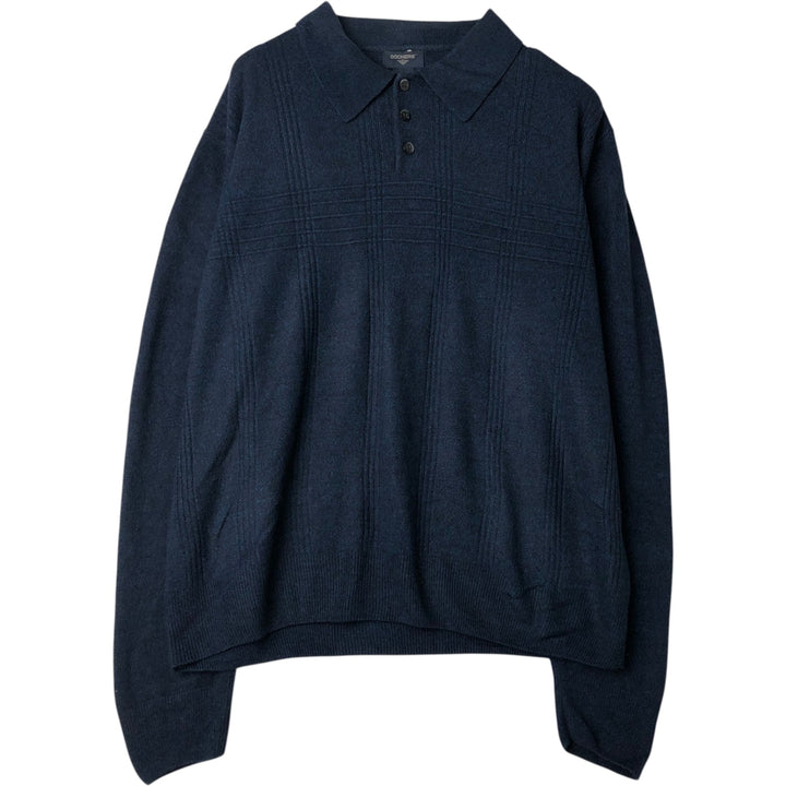 Dockers Polo Knit Sweater, Men's Size XL (approx.) acrylic navy blue type Vintage Second Hand