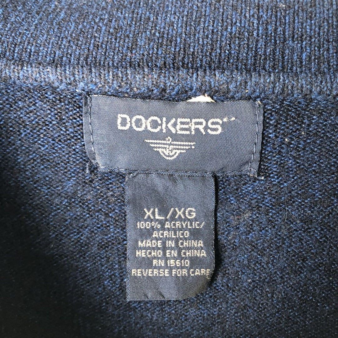 Dockers Polo Knit Sweater, Men's Size XL (approx.) acrylic navy blue type Vintage Second Hand