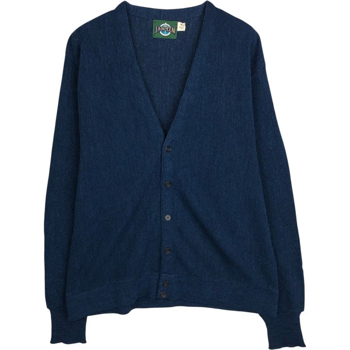 Vintage 1980'S Jantzen acrylic knit cardigan, made in the USA, men's size XL acrylic Navy blue Vintage Second Hand