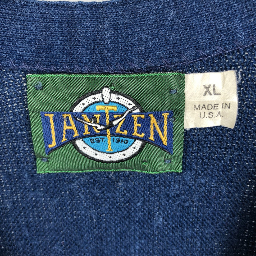 Vintage 1980'S Jantzen acrylic knit cardigan, made in the USA, men's size XL acrylic Navy blue Vintage Second Hand