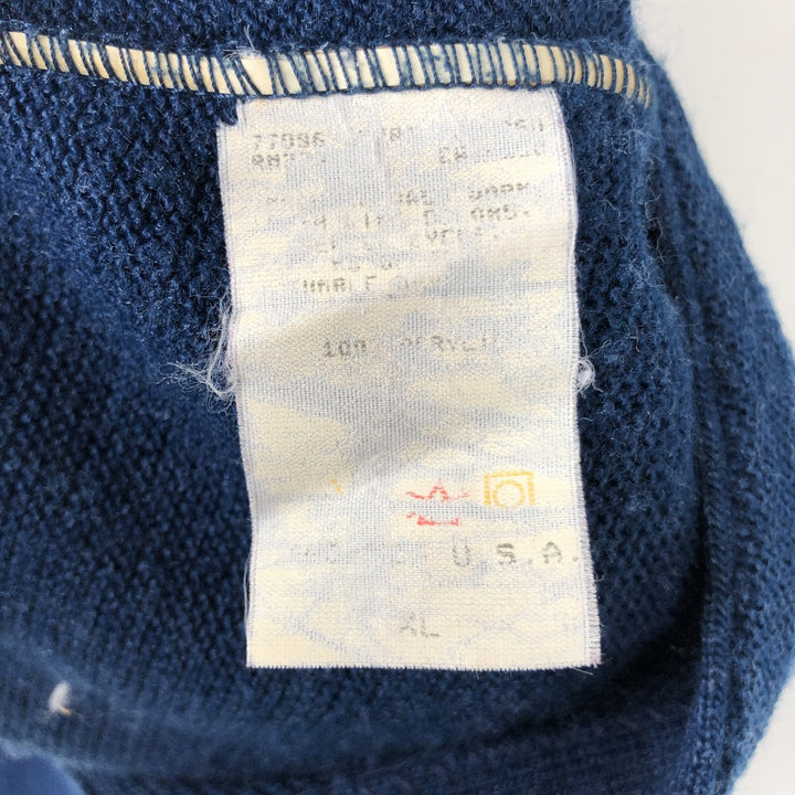 Vintage 1980'S Jantzen acrylic knit cardigan, made in the USA, men's size XL acrylic Navy blue Vintage Second Hand