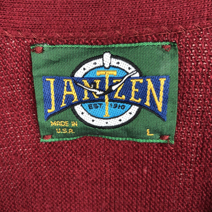 Vintage 1980'S Jantzen knit cardigan, made in the USA, size L, men's unclear Red type red-purple Vintage Second Hand