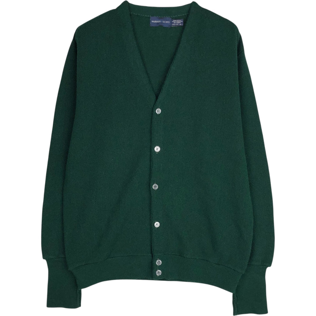 WARREN SCOTT Acrylic Knit Cardigan, Made in USA, Men's Size L (approx.) acrylic Green type dark green Vintage Second Hand