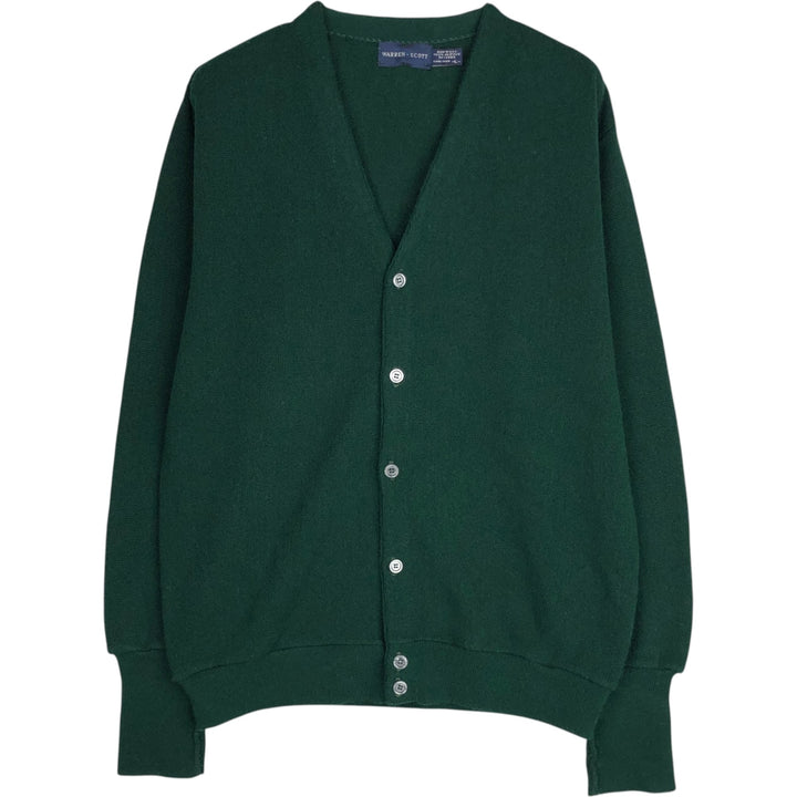 WARREN SCOTT Acrylic Knit Cardigan, Made in USA, Men's Size L (approx.) acrylic Green type dark green Vintage Second Hand