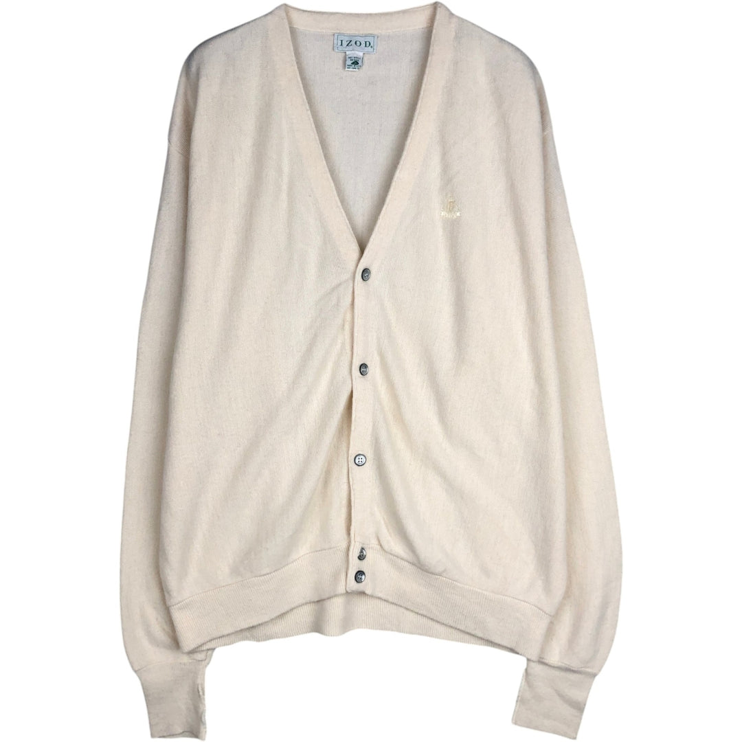 90'S IZOD acrylic knit cardigan, made in the USA, men's size XL, vintage acrylic ivory Vintage Second Hand